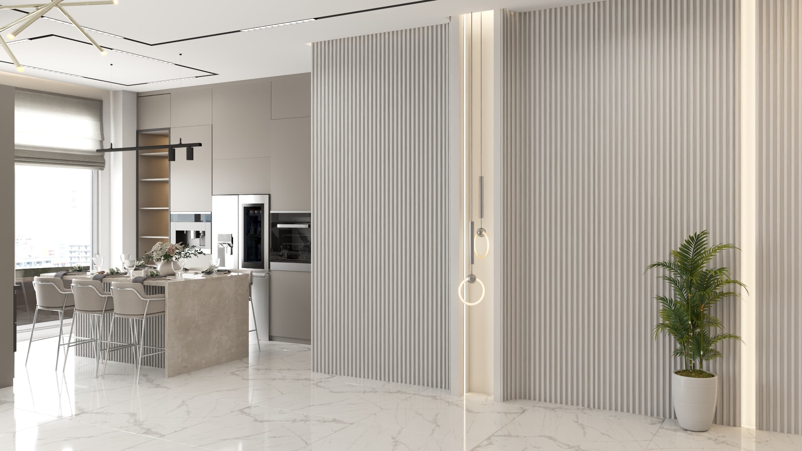 Modern kitchen and living room renovation