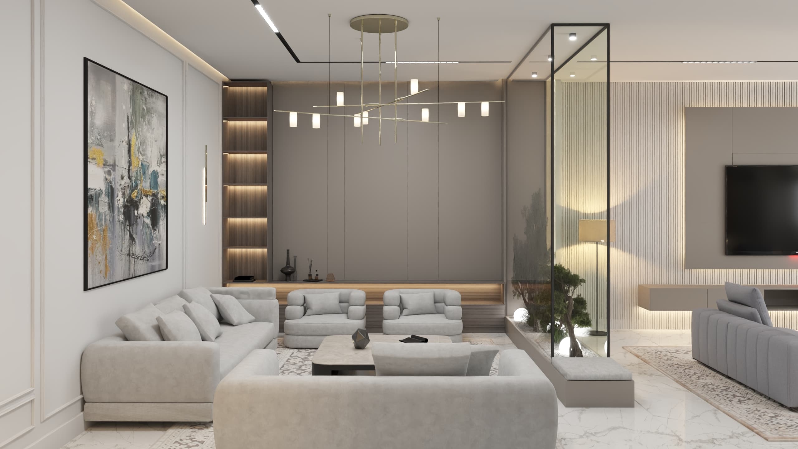 Luxurious modern living room renovation by Coastline Craft Renovation